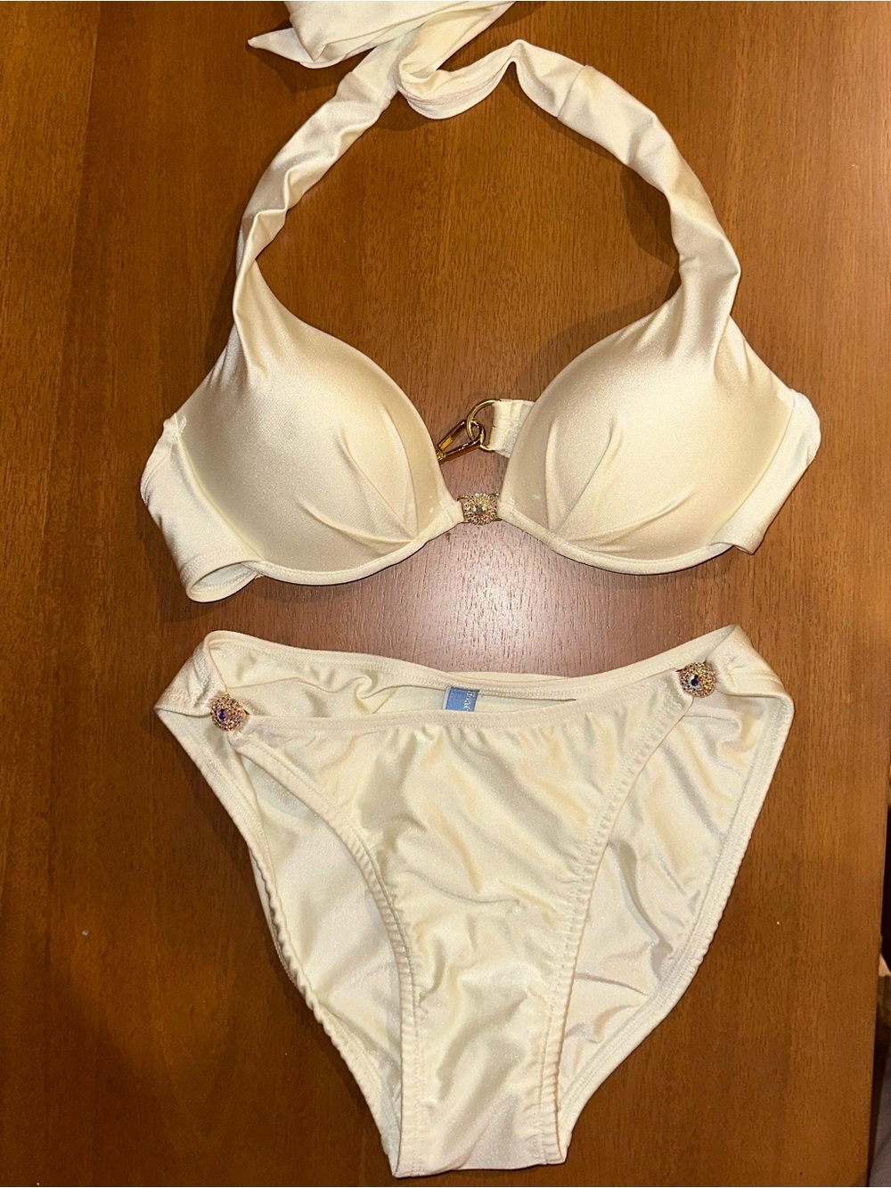 Halter Bikini Set with Gold Accents